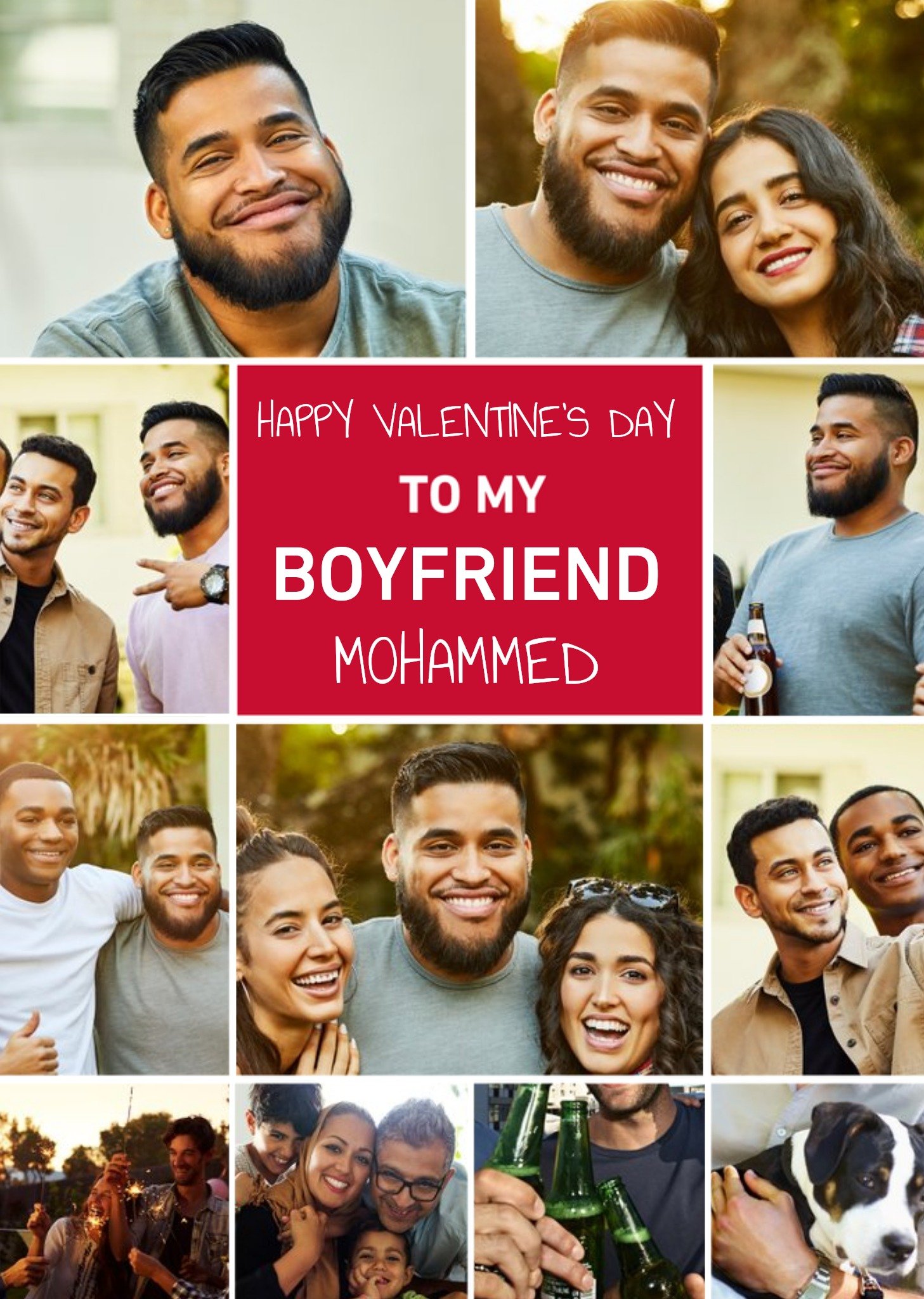 Moonpig Happy Valentines Day To My Boyfriend Multiple Photo Upload Valentines Card, Large
