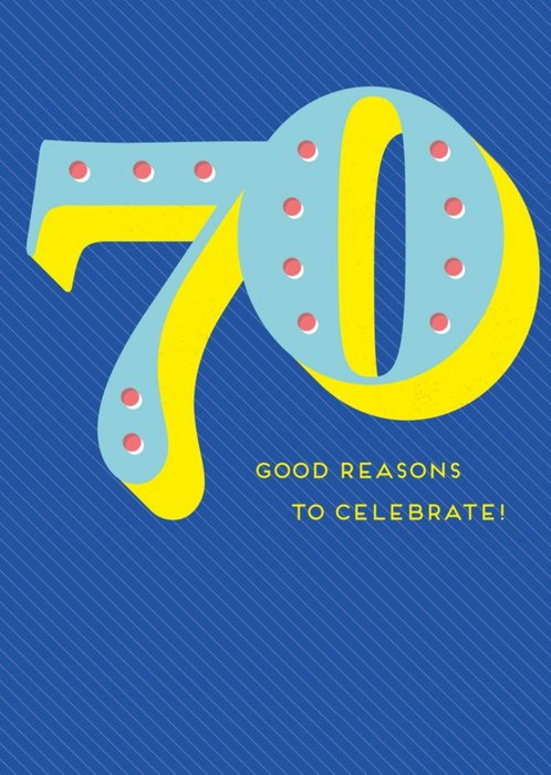 Blue Typographic 70th Birthday Card