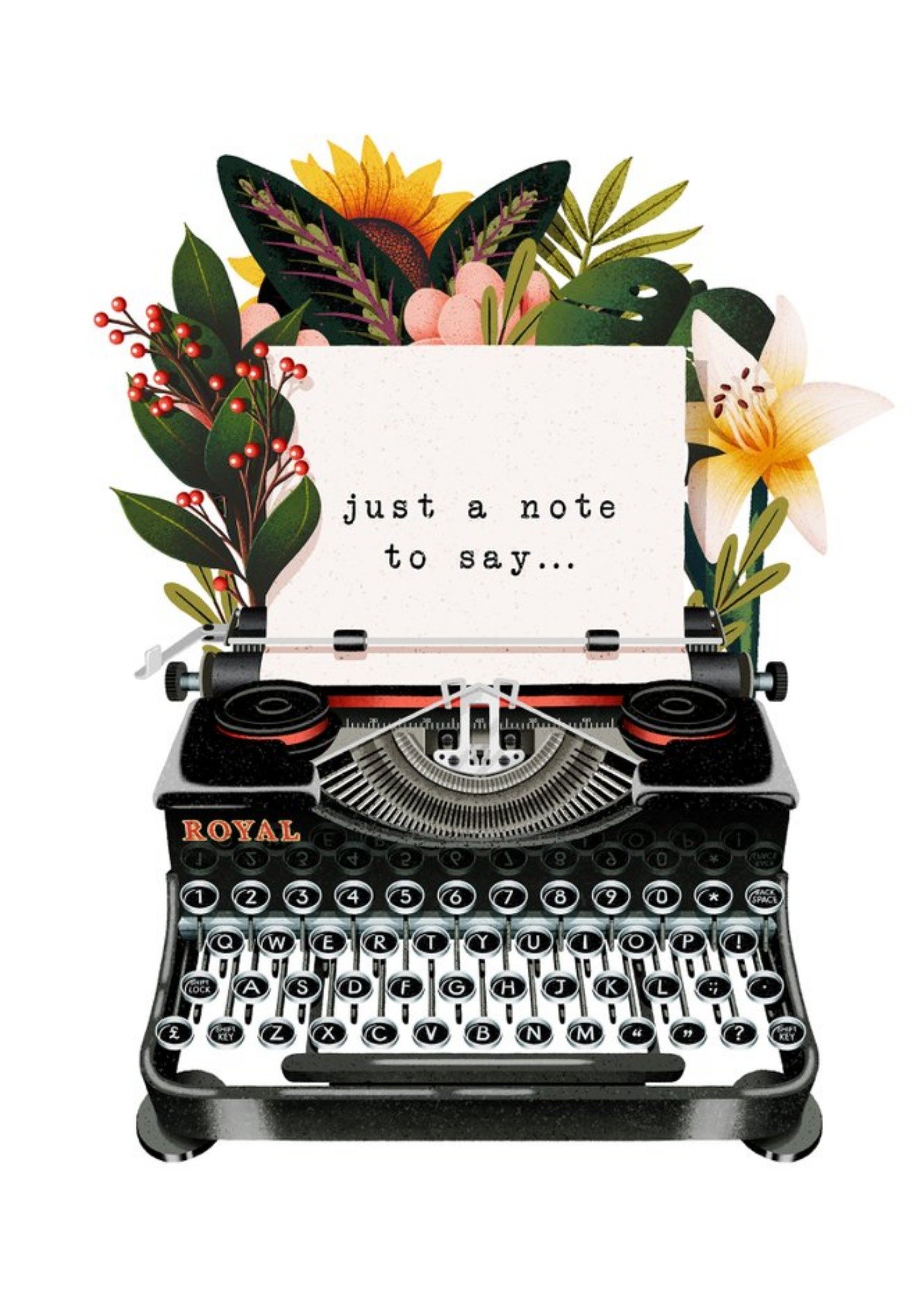 Folio Typewriter Just A Note To Say Card Ecard