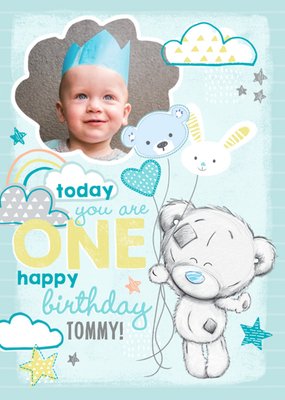Me To You Tatty Teddy 1St Birthday Blue Photo Upload Card