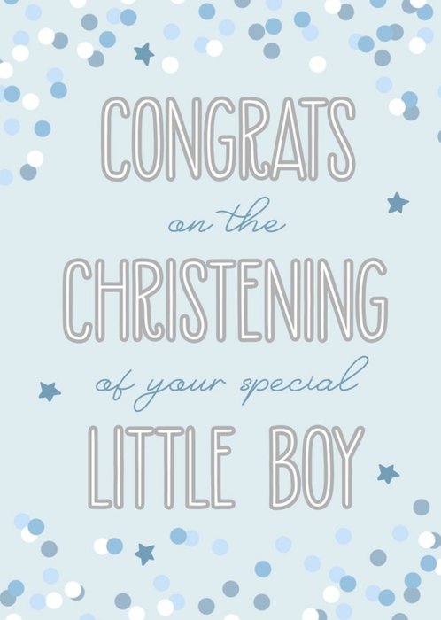 Colourful Confetti Surrounds Typopgraphy Special Little Boy Christening Card