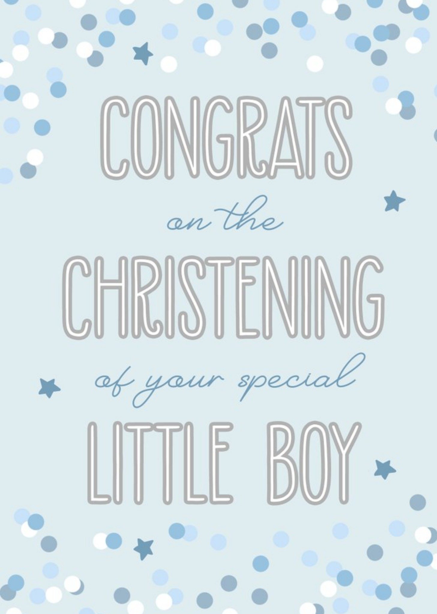 Moonpig Colourful Confetti Surrounds Typopgraphy Special Little Boy Christening Card, Large