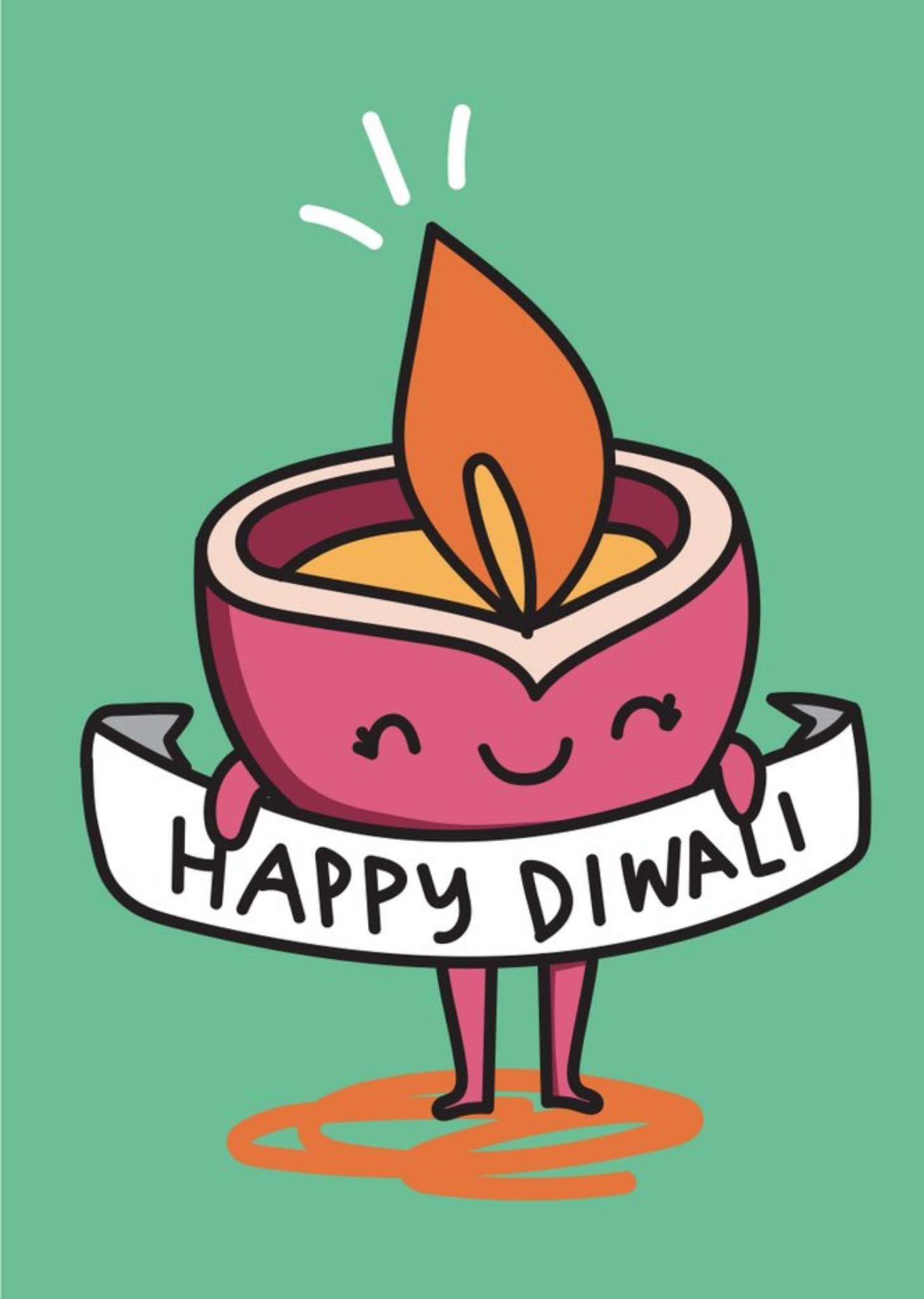 Moonpig Happy Diwali Cute Candle Card, Large