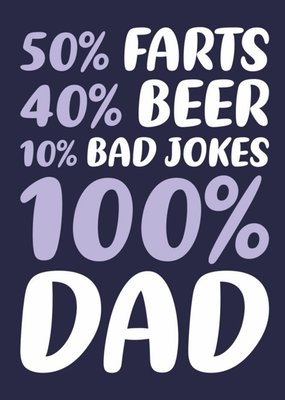 Farts Beer Bad Jokes Bold Funny Typographic Father's Day Card