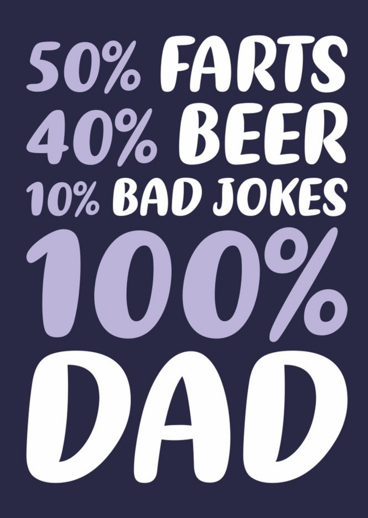 Moonpig Farts Beer Bad Jokes Bold Funny Typographic Father's Day Card, Large