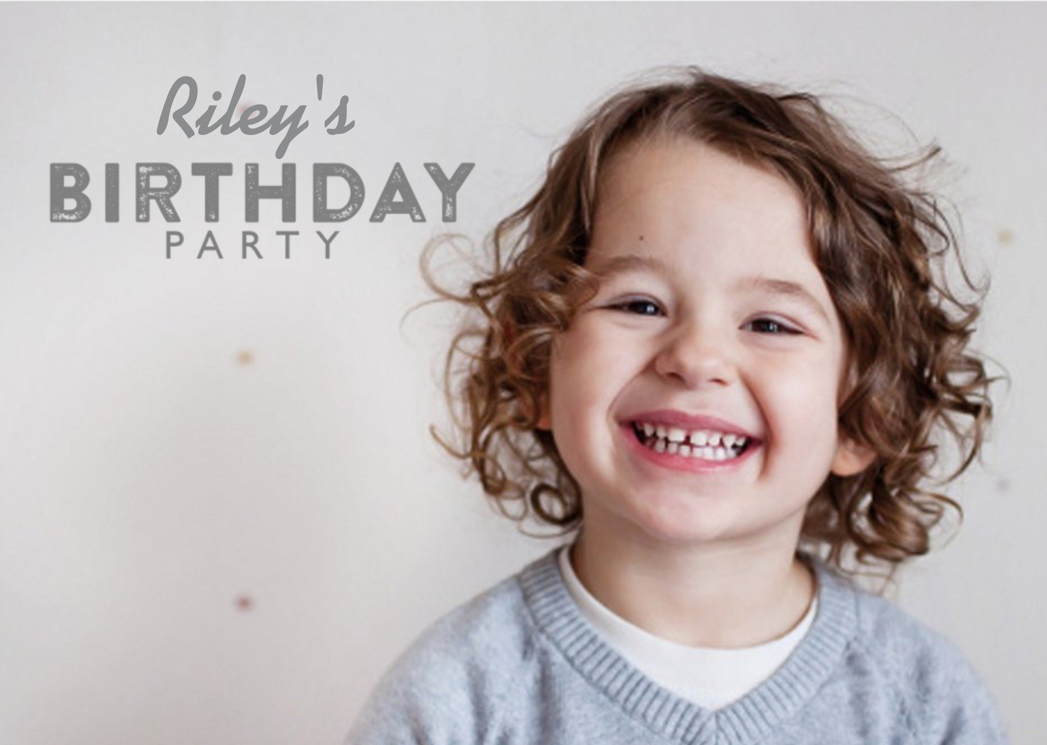 Moonpig Grey Photo Upload Birthday Party Invitation, Standard Card