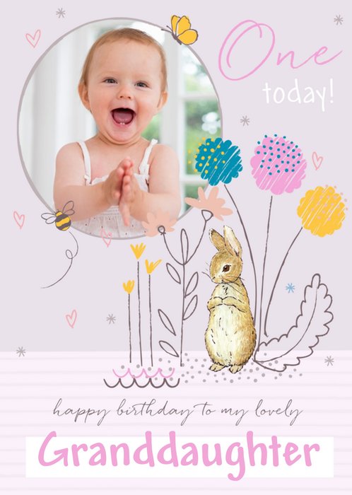Peter Rabbit Granddaughter 1st Birthday Photo Upload Card