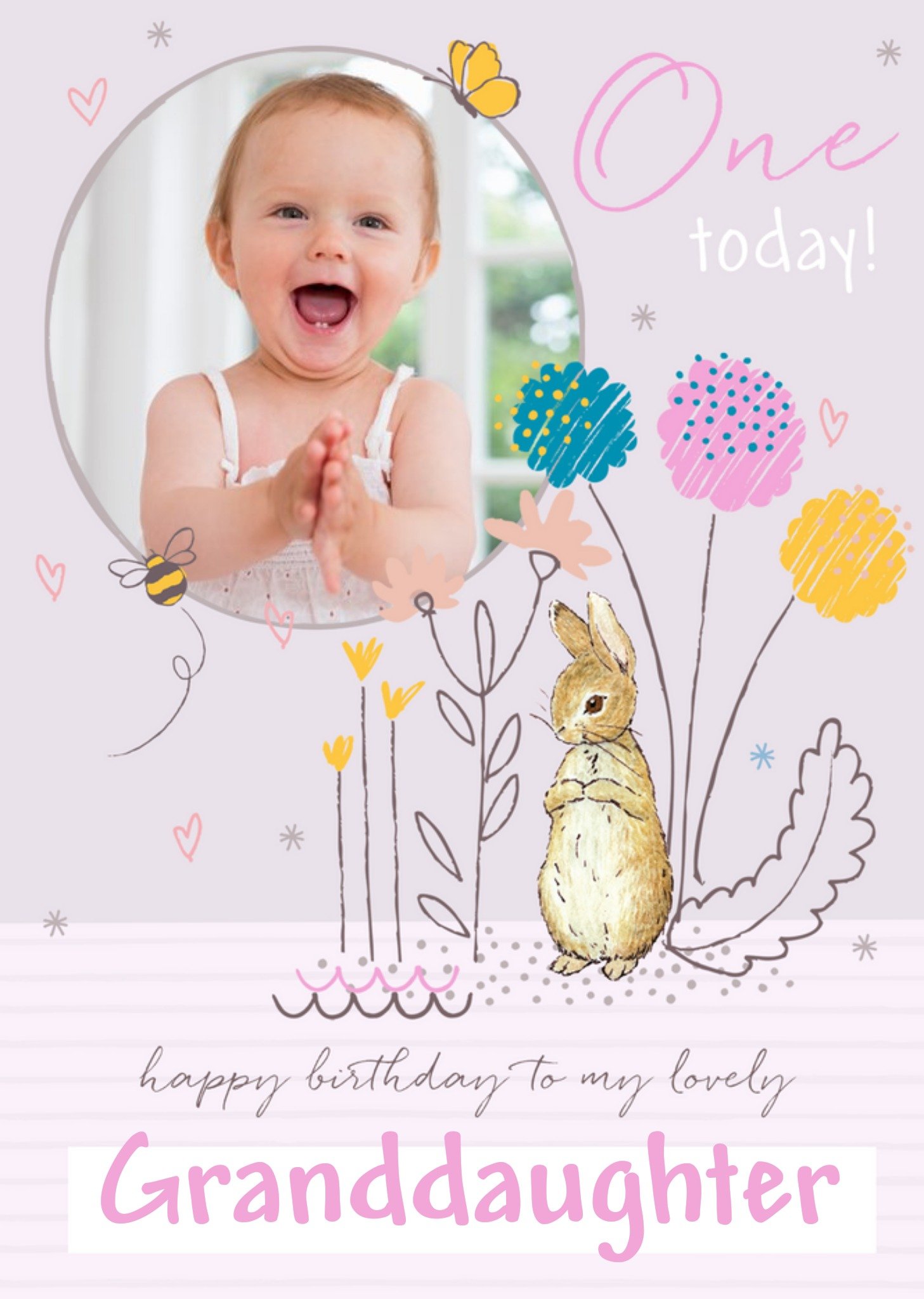 Peter Rabbit Granddaughter 1st Birthday Photo Upload Card Ecard