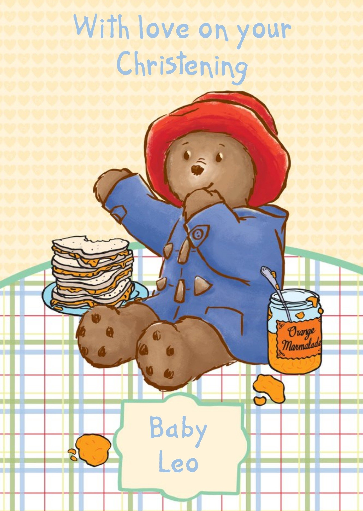Paddington Bear Baby Personalised Happy Christening Day Card, Large