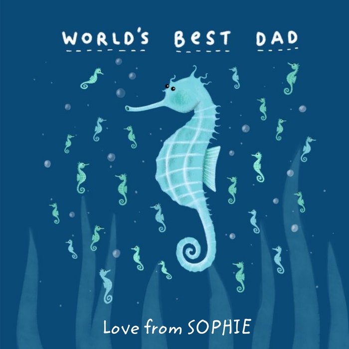 Seahorses In The Ocean World's Best Dad Cute Father's Day Card