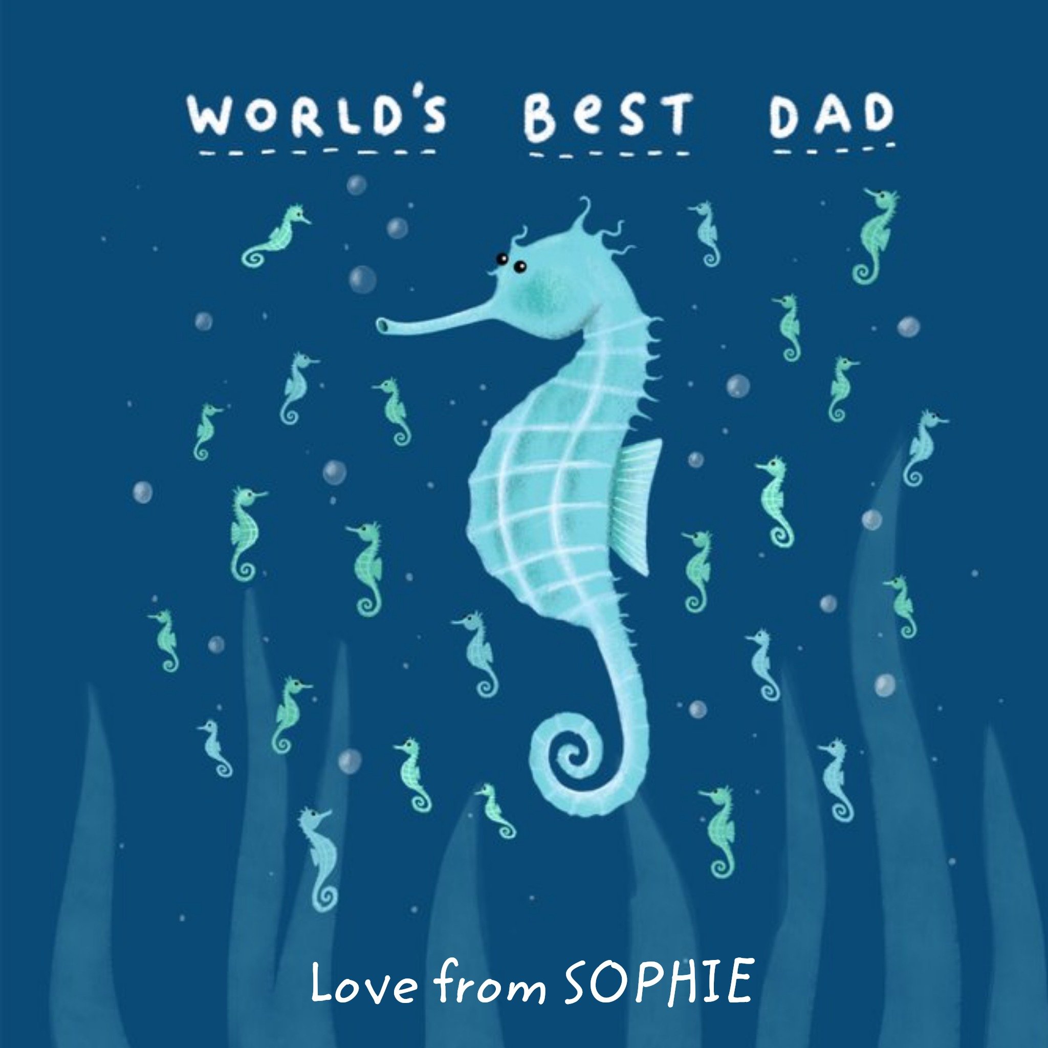 Seahorses In The Ocean World's Best Dad Cute Father's Day Card, Square