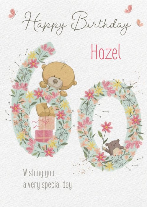 Cute Uddle Floral 60th Birthday Card