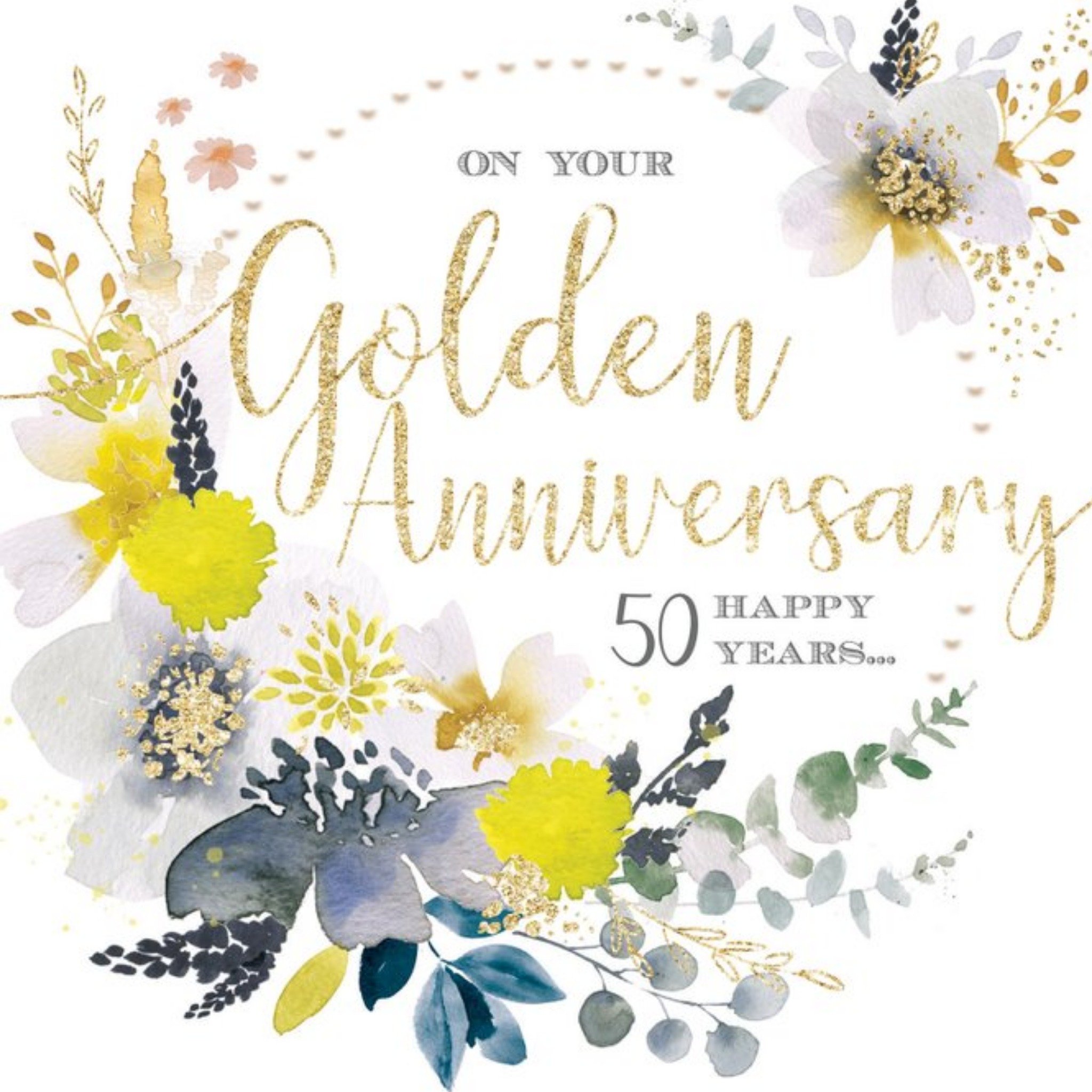 Golden Wedding Anniversary 50 Happy Years Card, Square