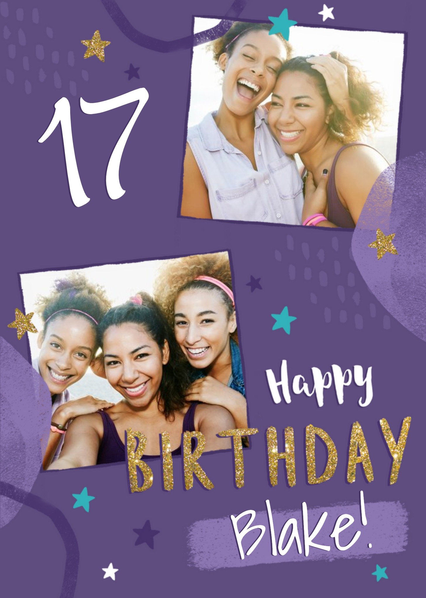 Cute 17th Photo Upload Birthday Card Ecard