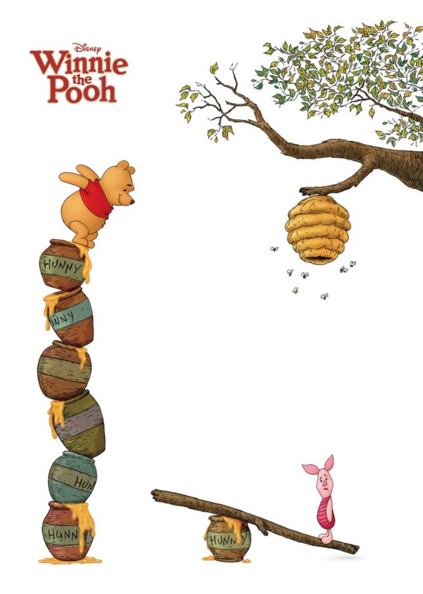 Disney Winnie The Pooh Beehive On A Branch Personalised Birthday Card Ecard