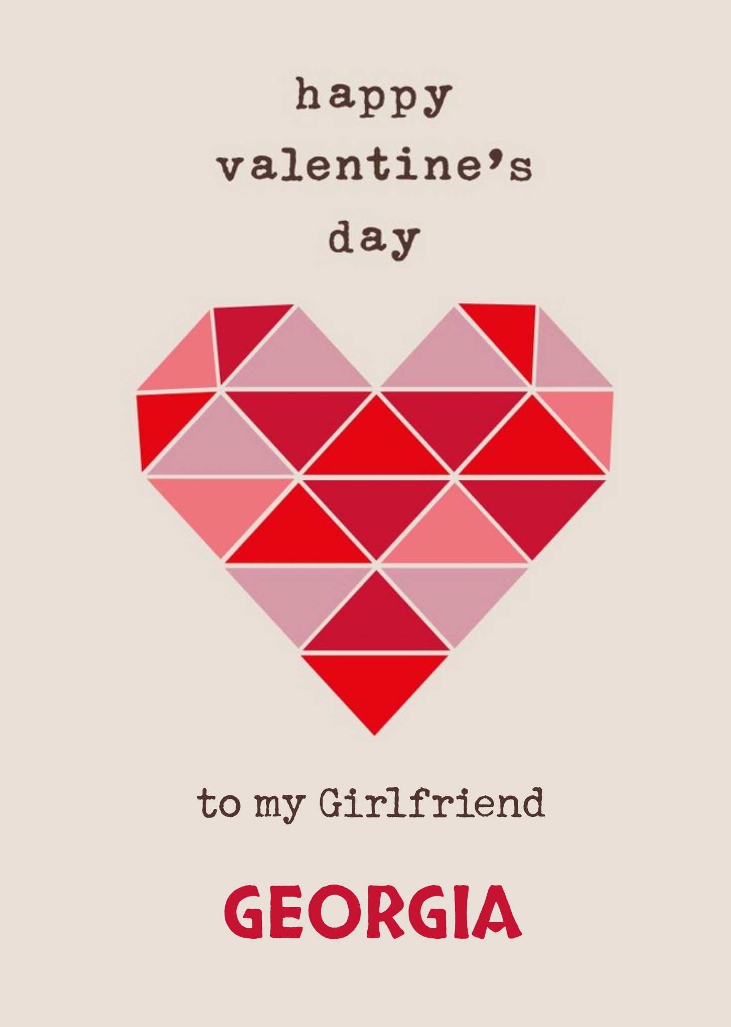 Graphic Geometric Heart Happy Valentine's Day To My Girlfriend Card Ecard