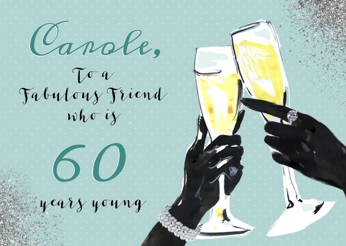 FashionFashion Illustration Champagne prosecco Birthday Card To a Fabulous Friend