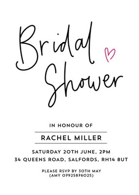 Typographic Bridal Shower Invitation Card