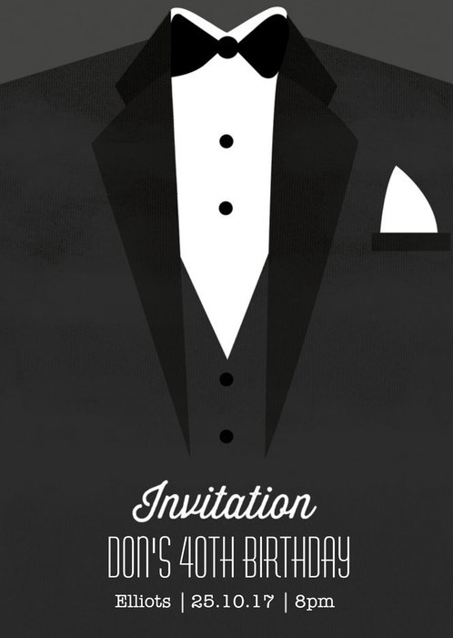 Tuxedo And Black Tie Party Invitation