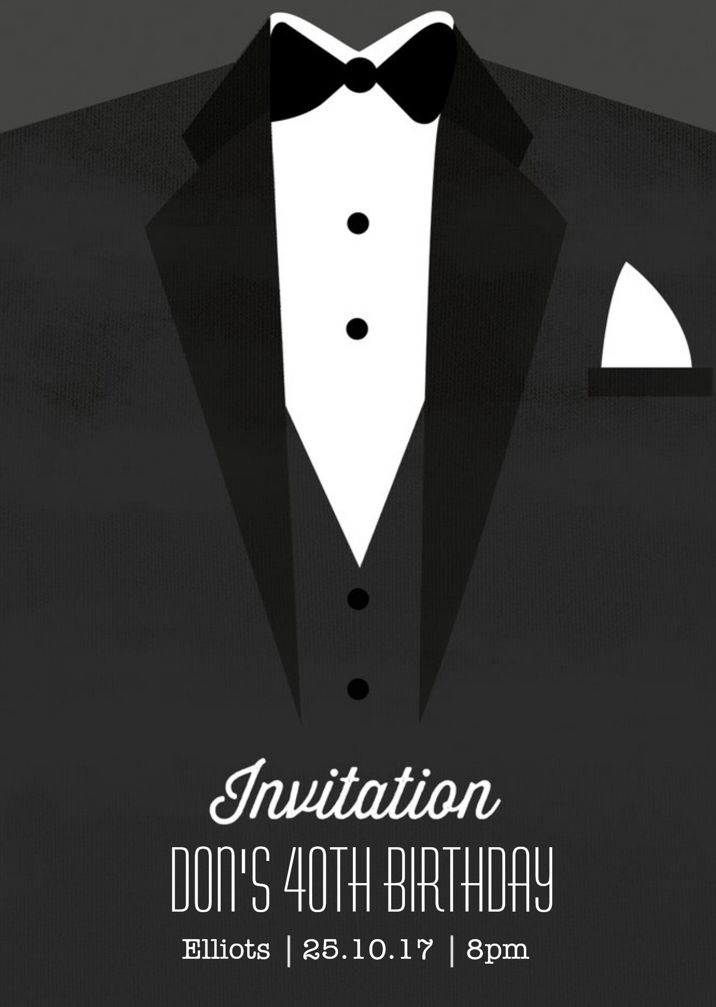 Tuxedo And Black Tie Party Invitation Ecard