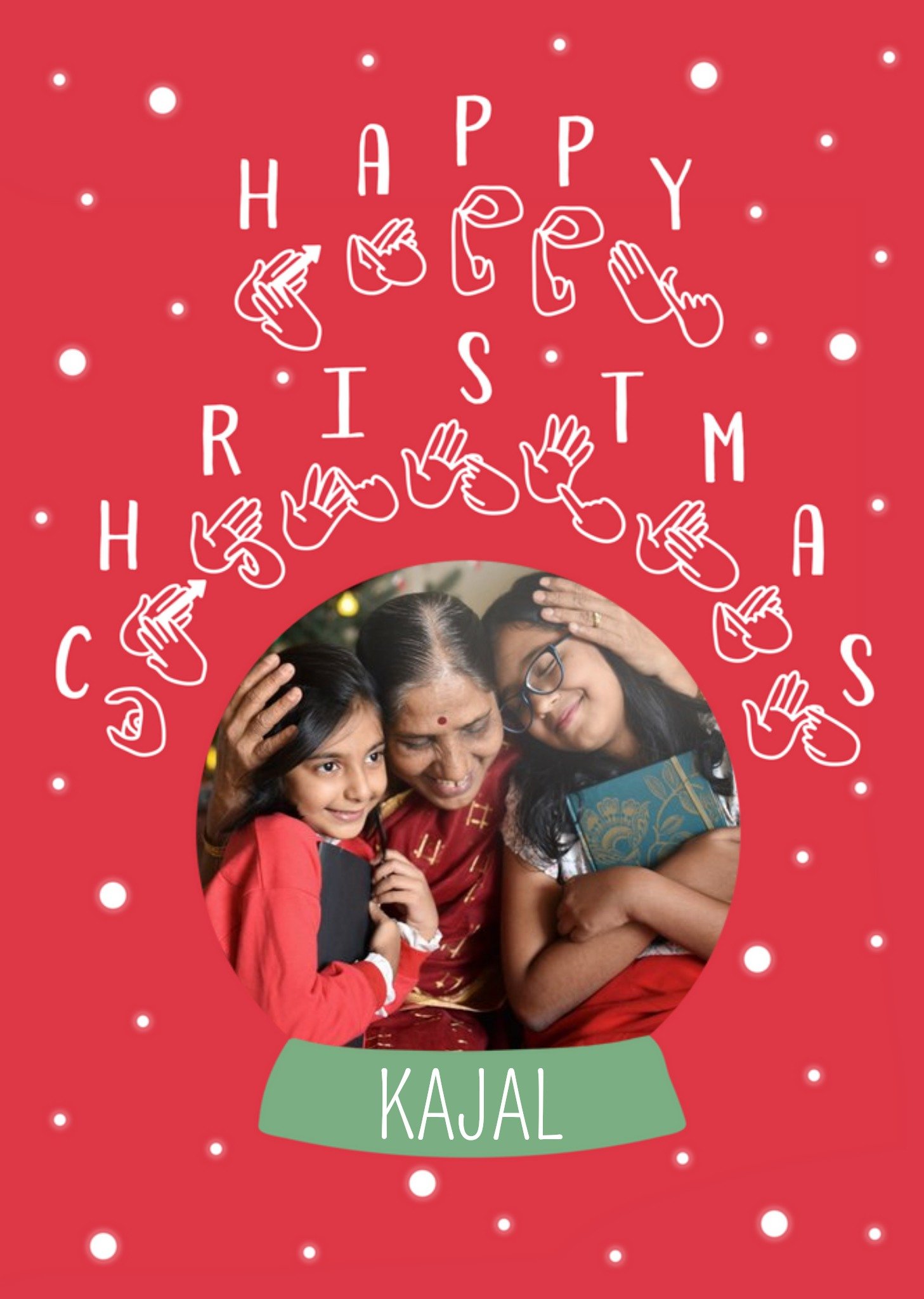 Typography With Sign Language Symbols Happy Christmas Photo Upload Card Ecard