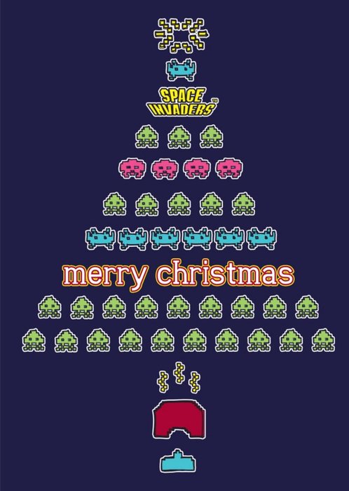 Space Invaders Christmas Tree Card