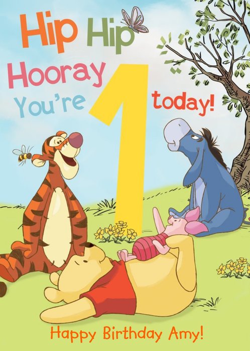1 Today - 1st Birthday Card - Winnie The Pooh Kids Card