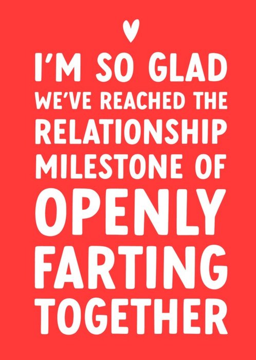 Funny Typographic Relationship Milestone Of Farting Together Valentine's Day Card