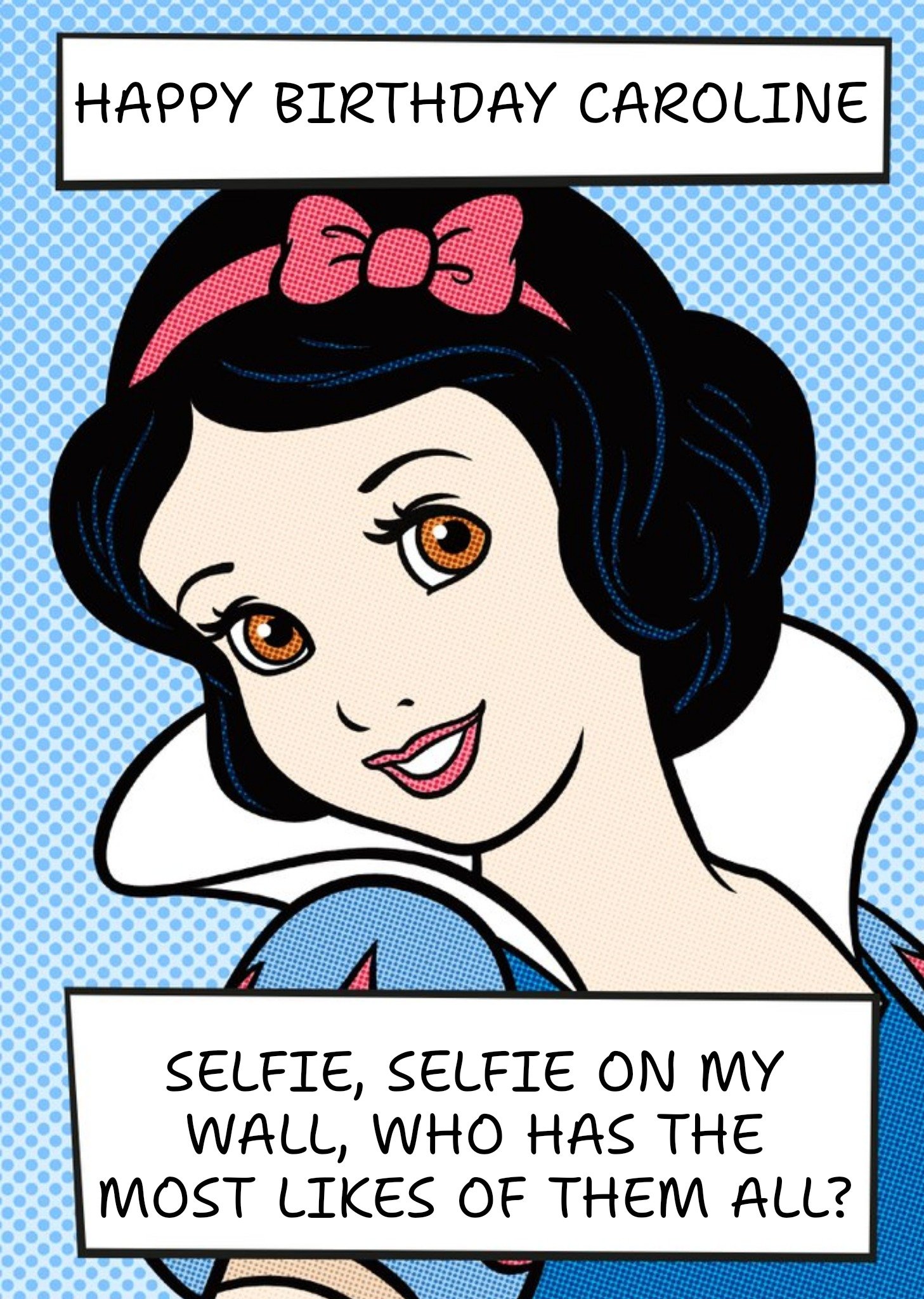Disney Snow White Selfie Personalised Happy Birthday Card Ecard