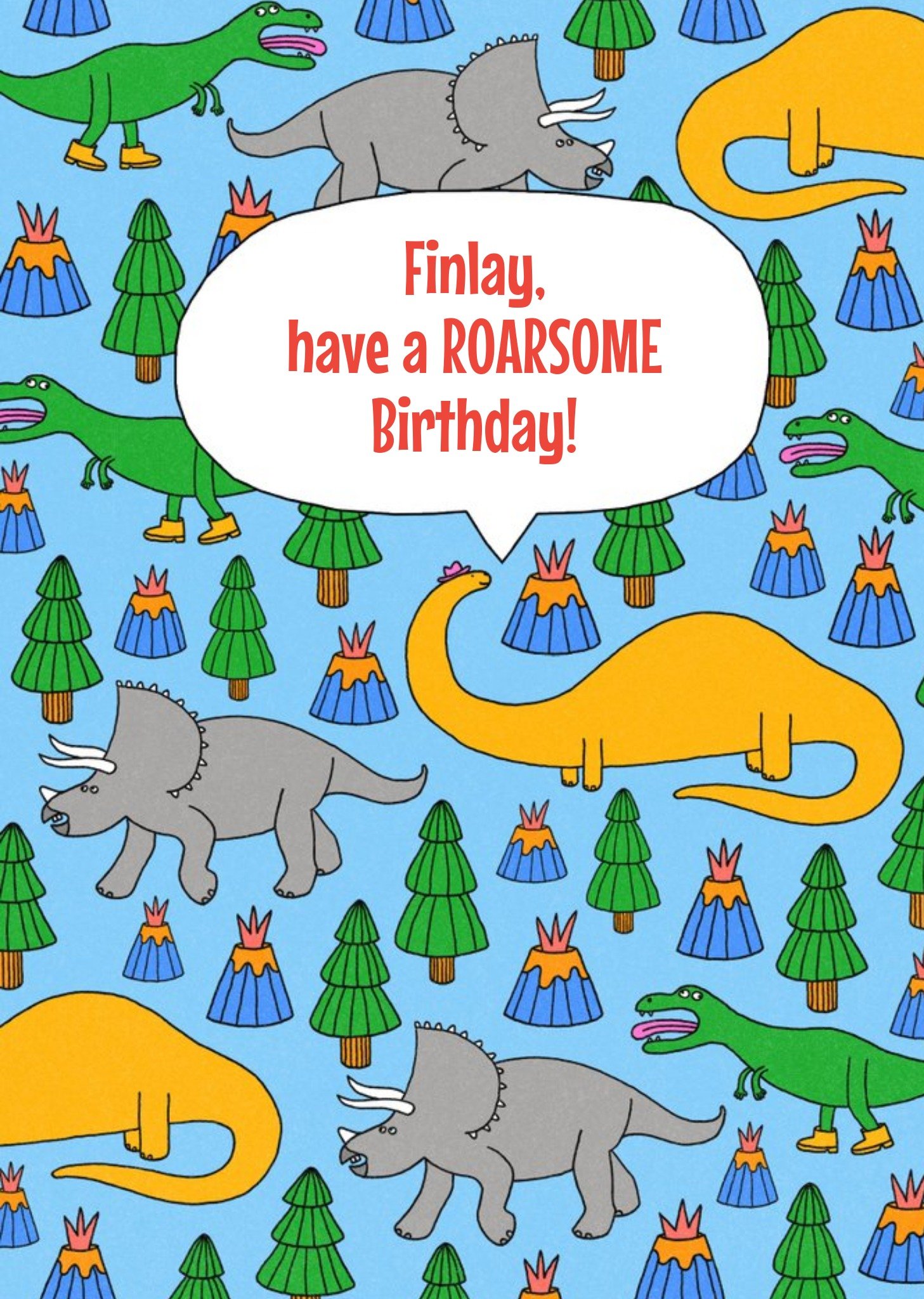 Dinosaurs Volcanoes Have A Roarsome Birthday Birthday Card Ecard