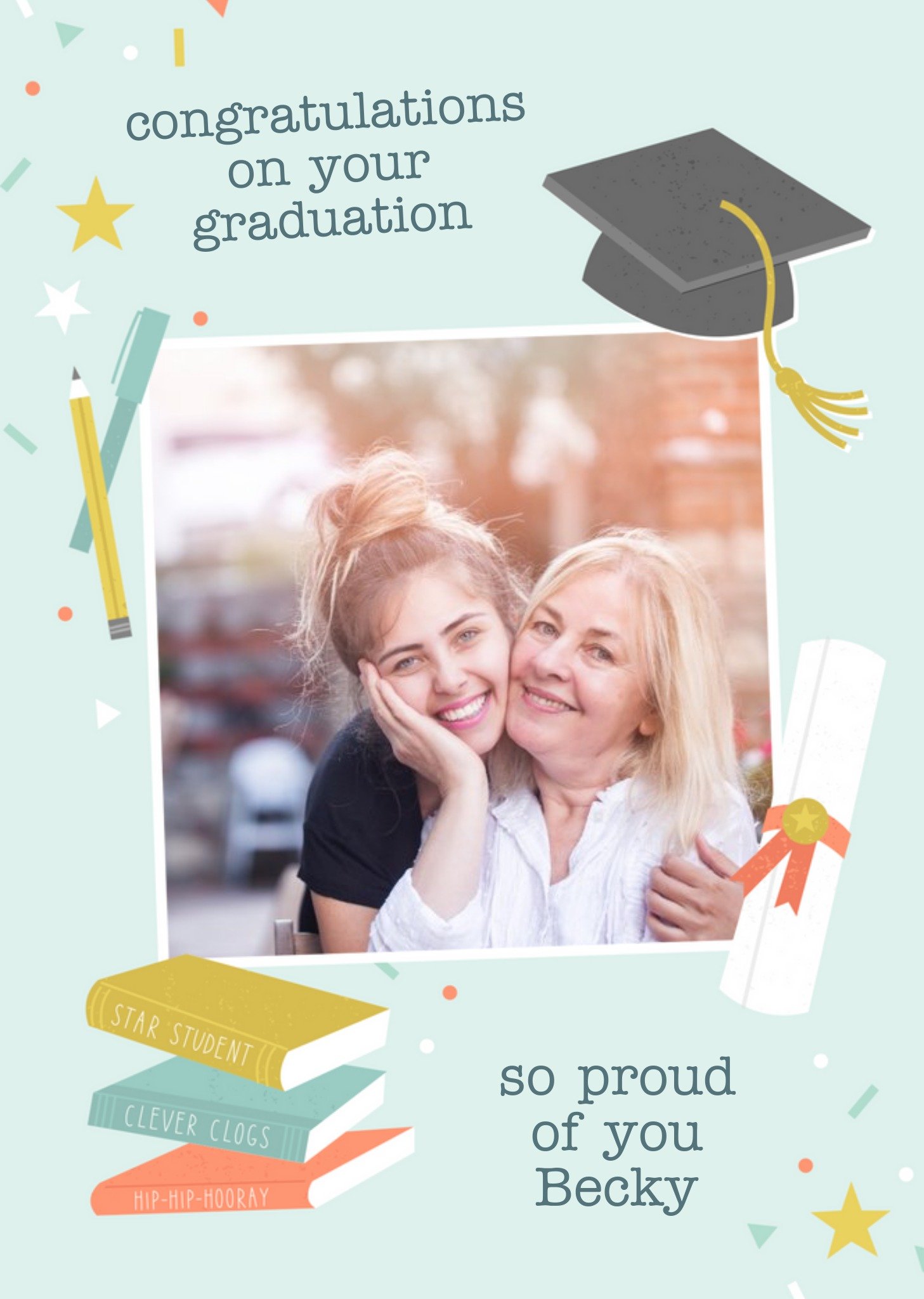 Moonpig Congratulations On Your Graduation So Proud Photo Upload Card, Large