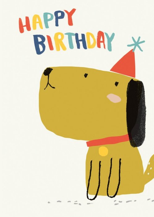 Cute Dog Wearing Party Hat Birthday Card