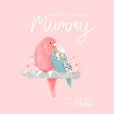 Colourful Illustrated Birds Mum Birthday Card