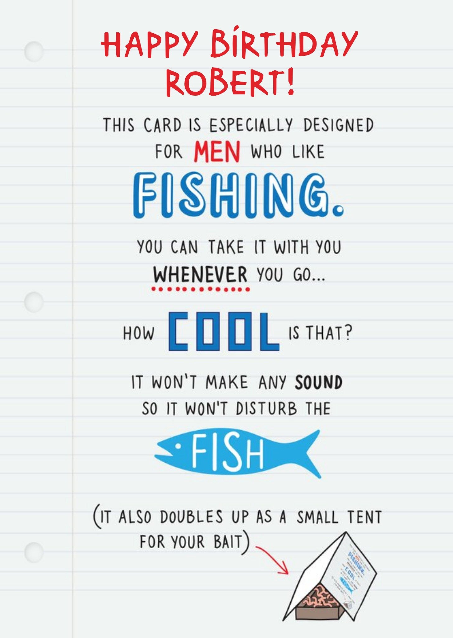 Moonpig This Card Is Designed For Men Who Like Fishing... Card, Large