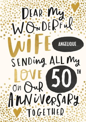 Typographic Wonderful Wife Anniversary Card