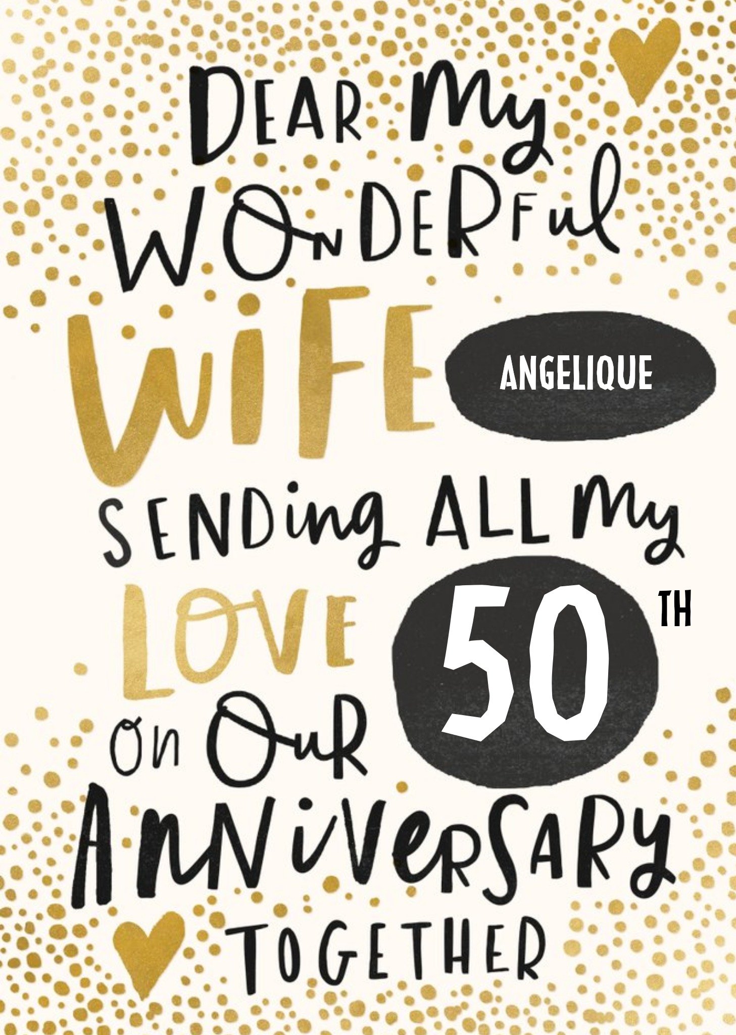 Moonpig Typographic Wonderful Wife Anniversary Card, Large