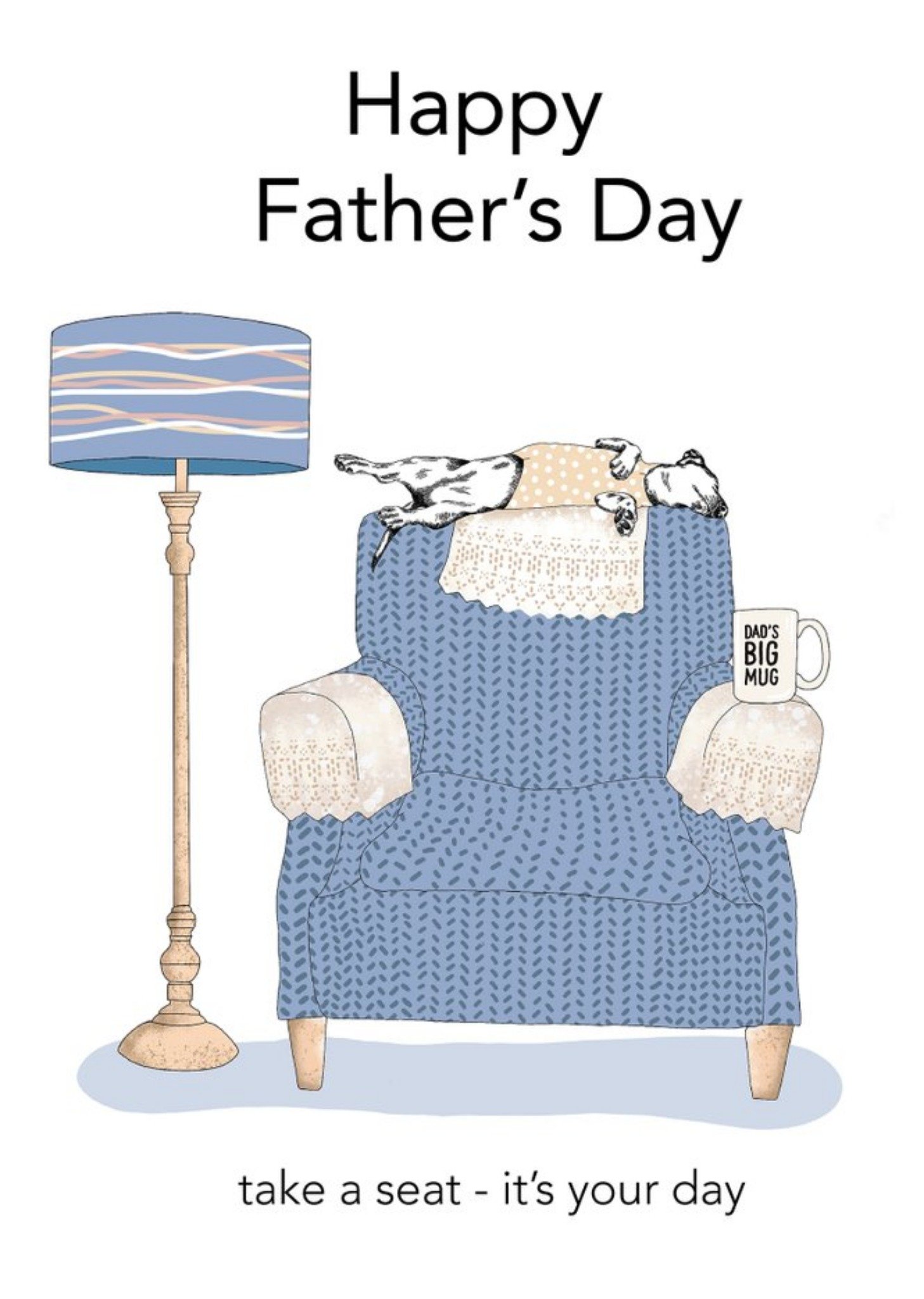 Moonpig Illustration Of A Dog Resting On An Armchair Father's Day Card Ecard