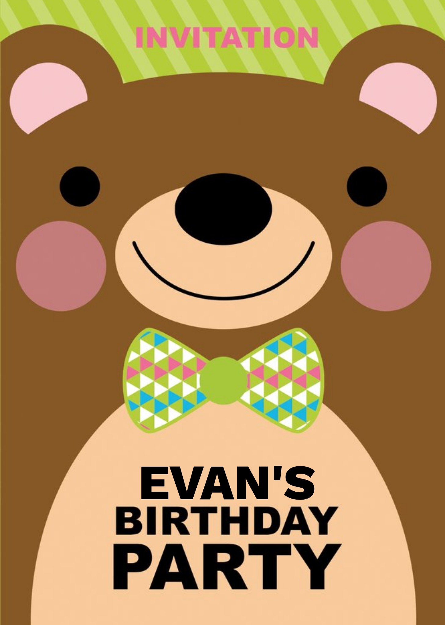 Moonpig Big Teddy Bear Birthday Party Invitation, Standard Card