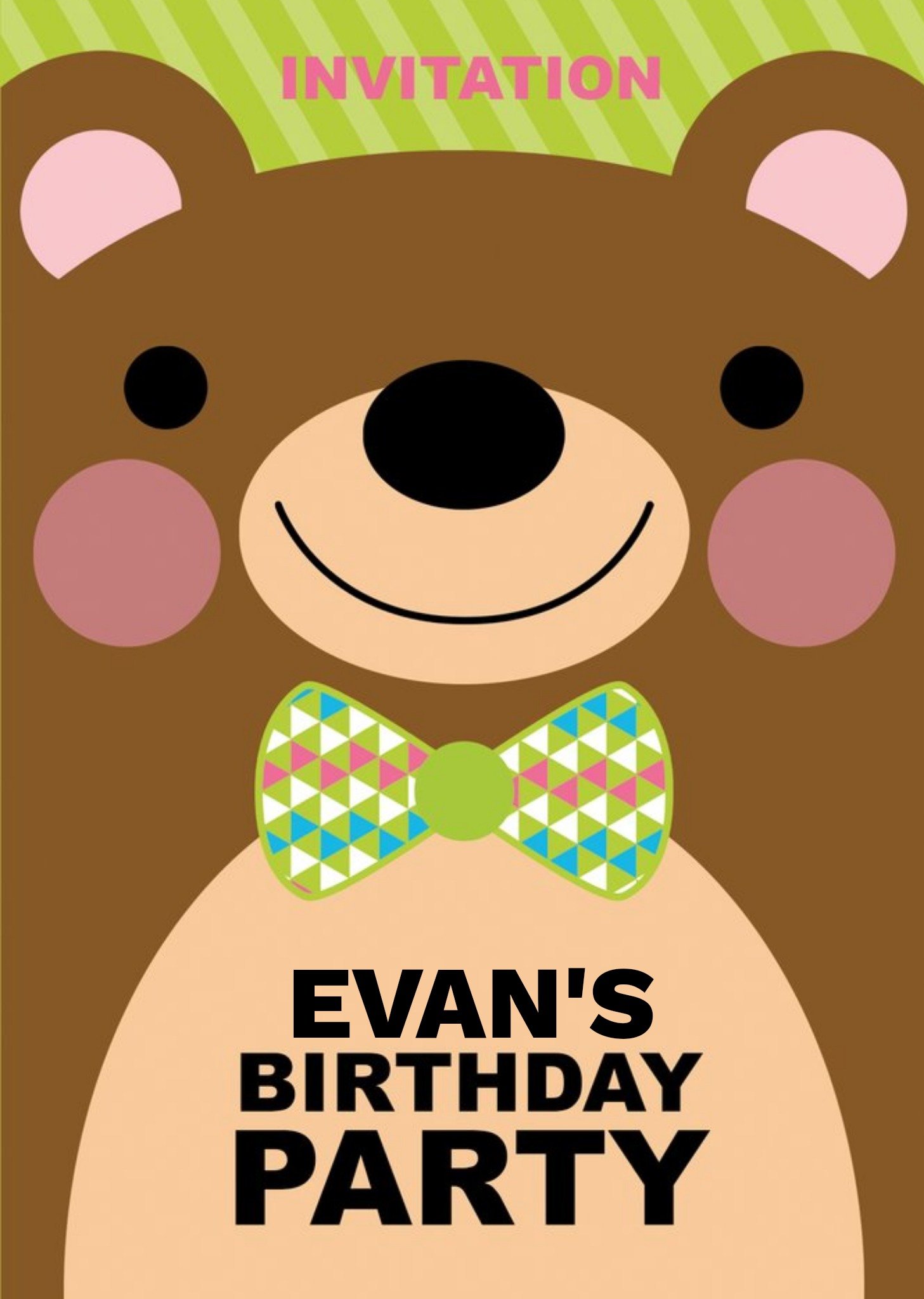 Big Teddy Bear Birthday Party Invitation Ecard