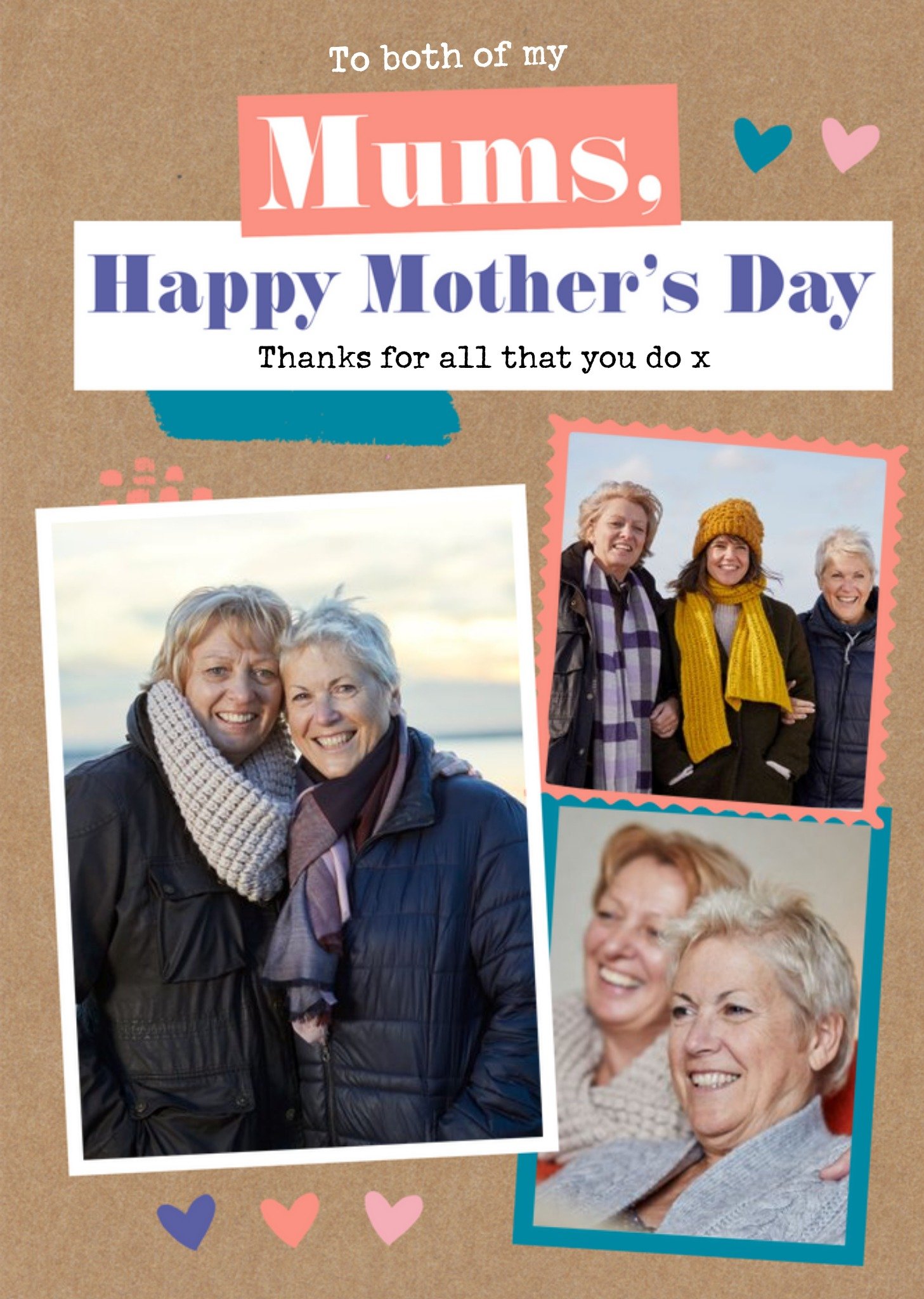 Moonpig Modern Photo Upload Collage Two Mums Same Sex Parents LGBTQ+ Mothers Day Card Ecard