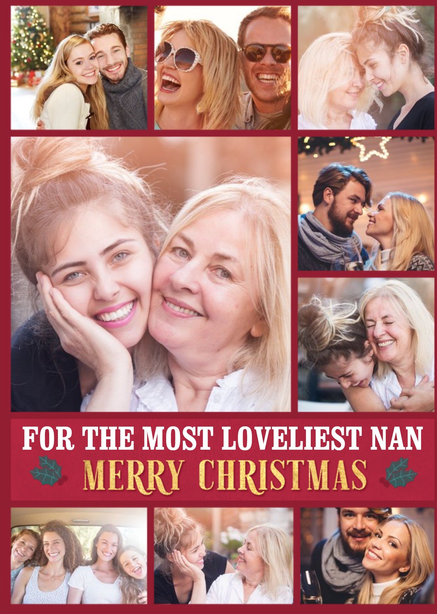 Moonpig Multi Photo Upload Christmas Card For Nan, Large