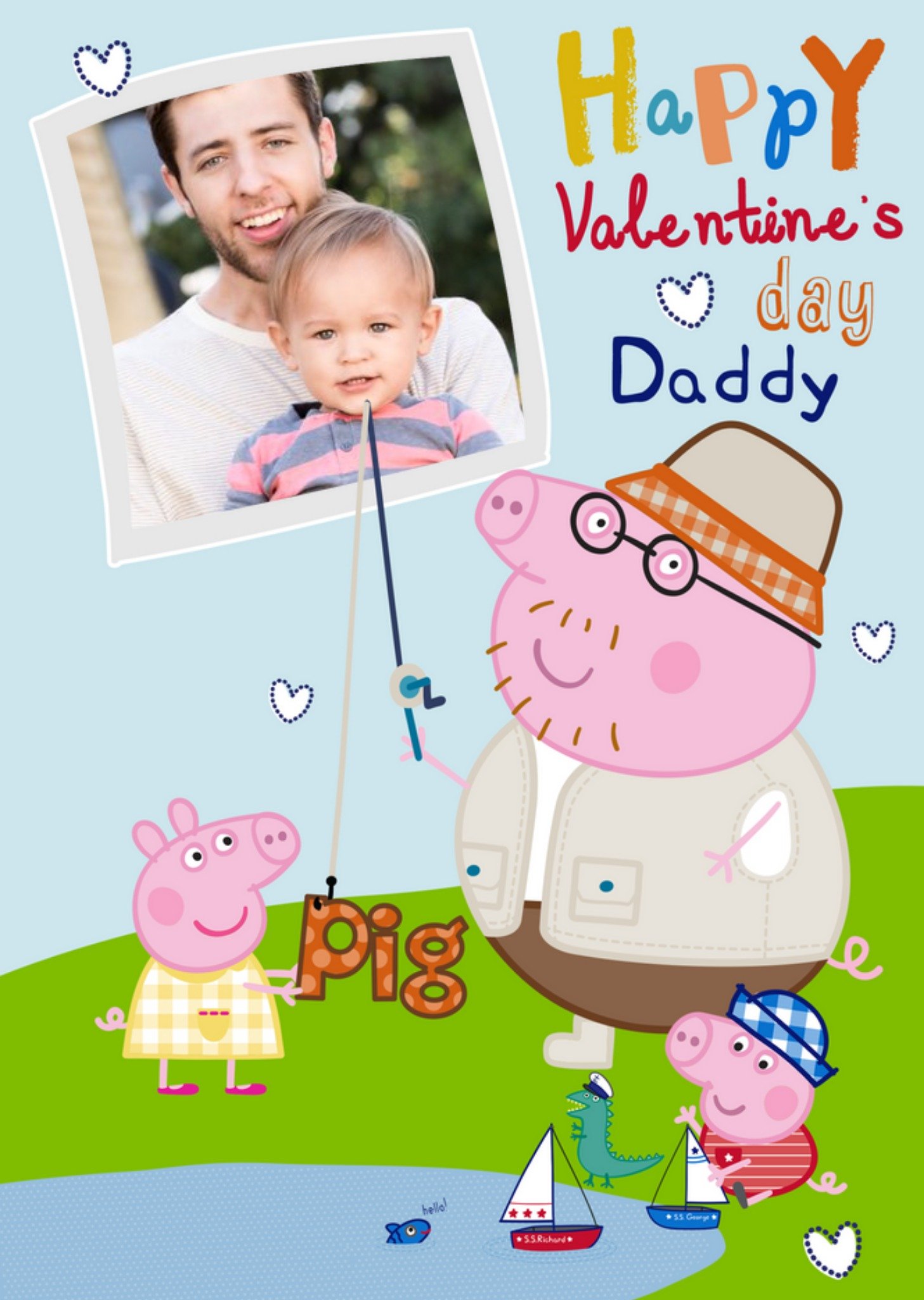 Peppa Pig Happy Valentines Day Daddy Photo Card, Large