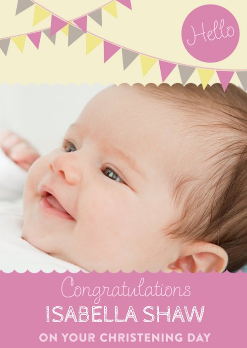 Congratulations With Bunting Personalised Christening Day Card