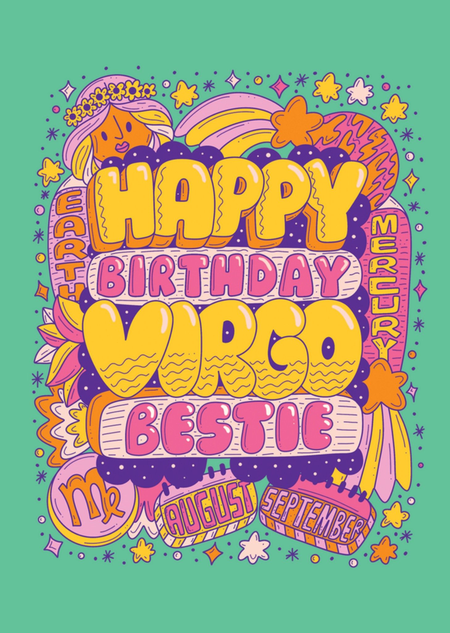 Moonpig Happy Birthday Virgo Bestie Card Ecard