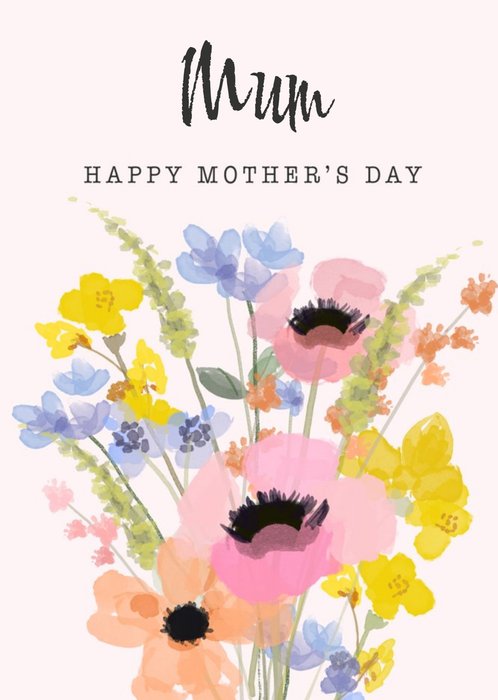 Happy Mothers Day Mum Mom Flowers Floral Bouquet Mothers Day Card