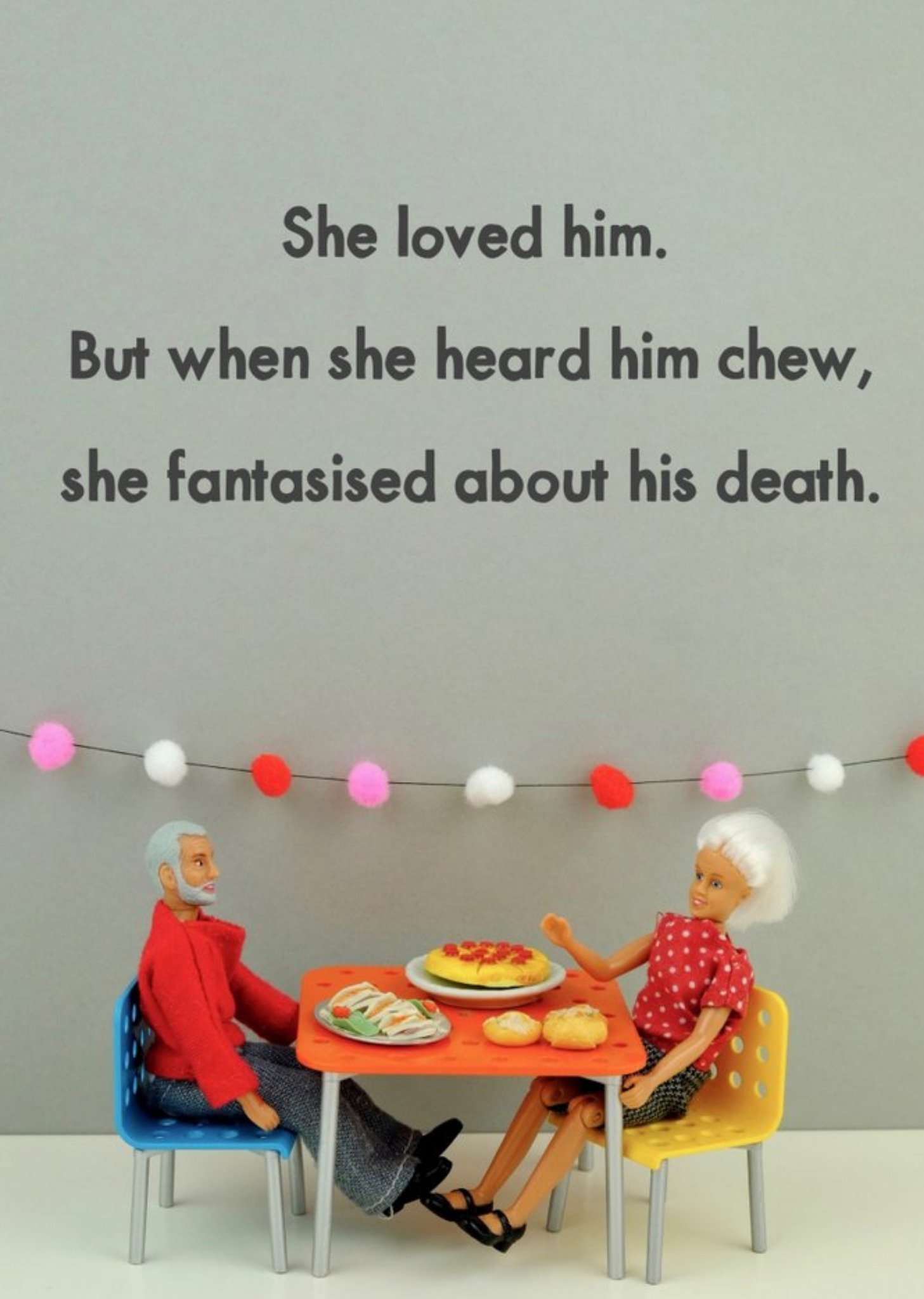 Bold And Bright Funny Dolls When She Heard Him Chew Card, Large