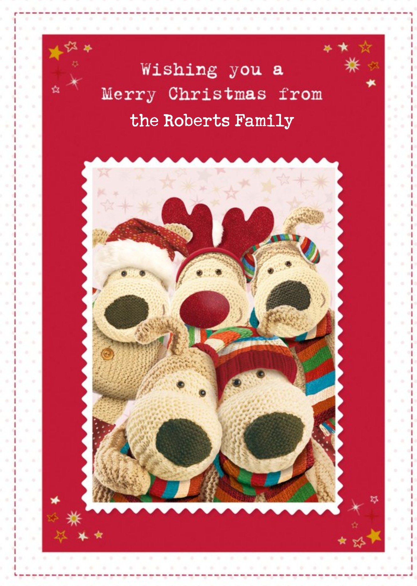Boofle Family Photo Personalised Christmas Card, Large