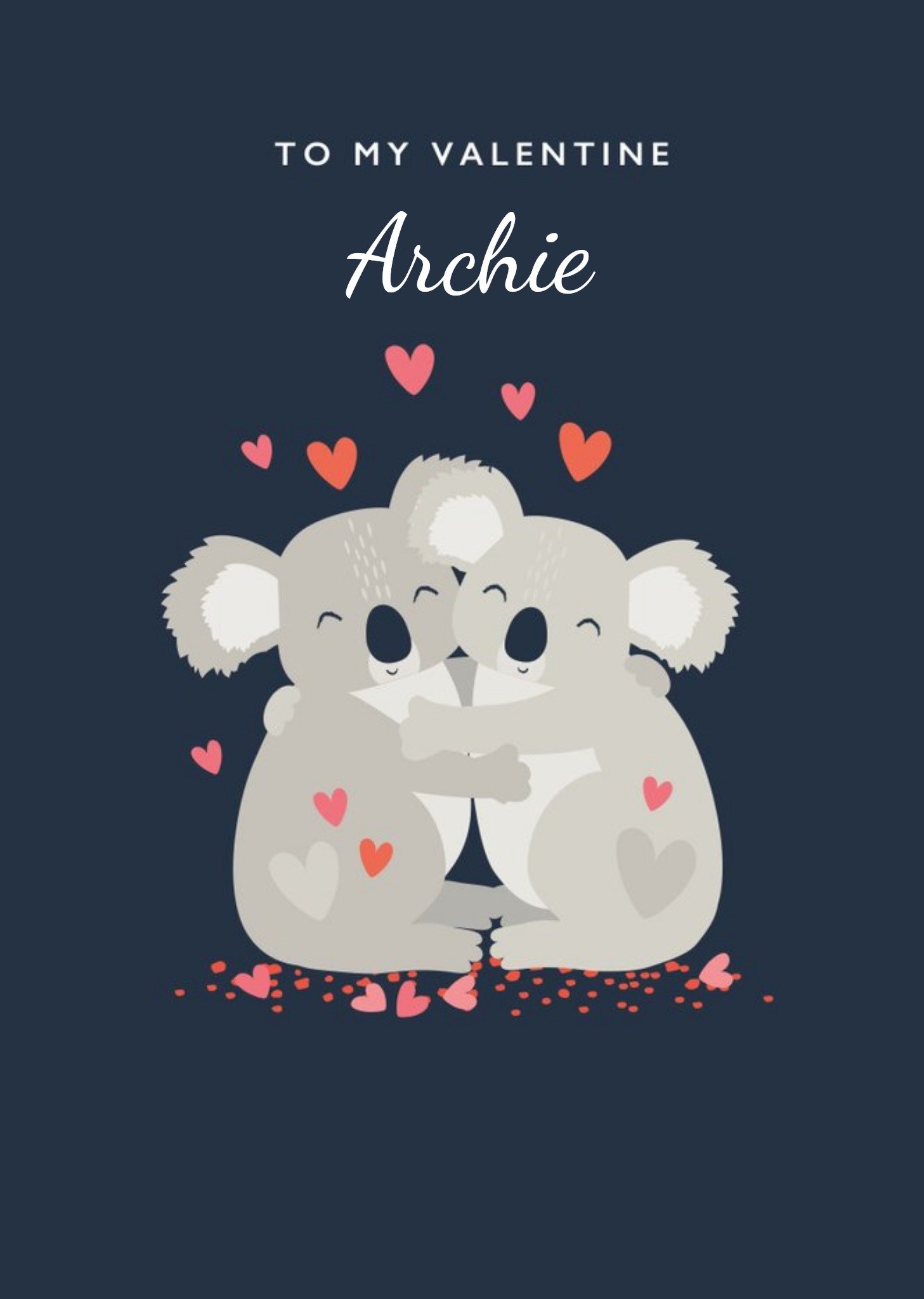 Moonpig Cute Illustration Of A Pair Of Koalas Hugging On A Blue Background Valentine's Day Card Ecar