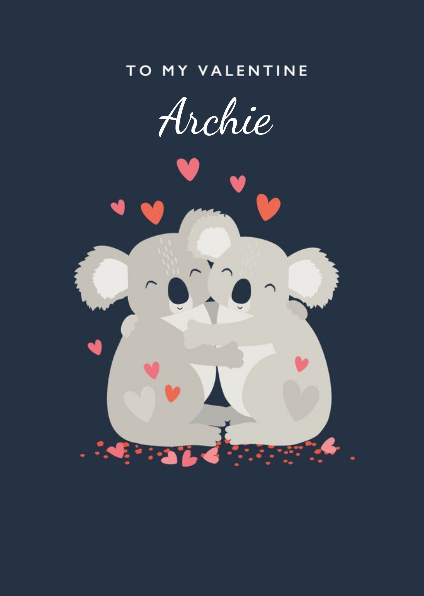 Cute Illustration Of A Pair Of Koalas Hugging On A Blue Background Valentine's Day Card Ecard