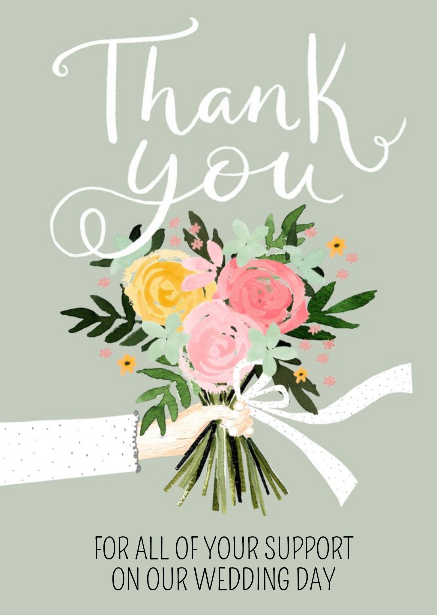 Okey Dokey Design Illustration Of A Bouquet Of Flowers Thank You Wedding Day Card Ecard